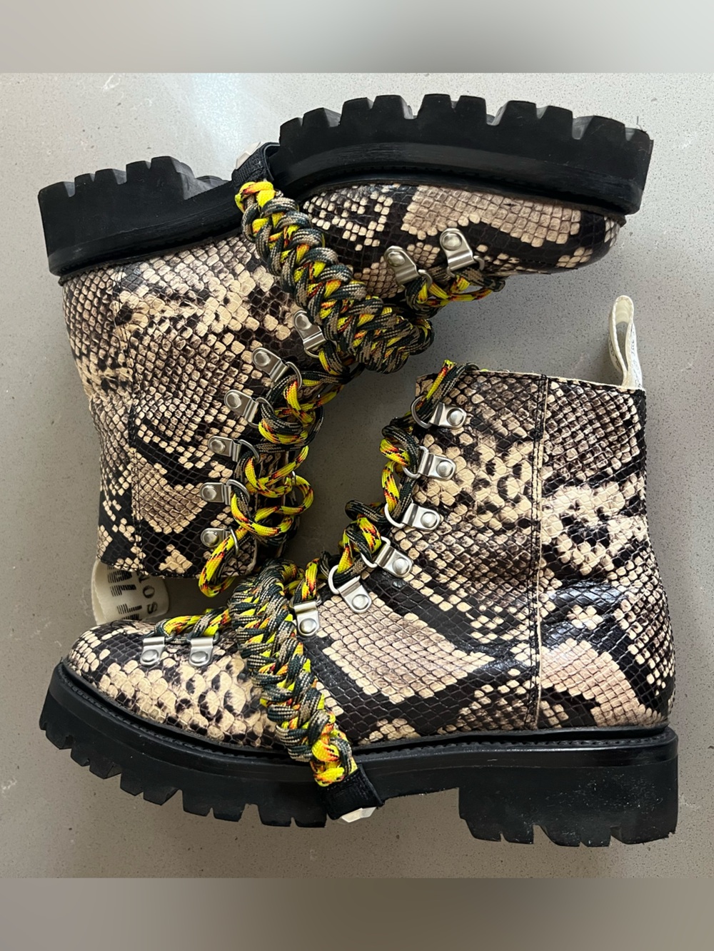 House Of Holland X Grenson Brown Snakeskin Leather Hiker Combat Boots UK4 US6 - Picture 9 of 13